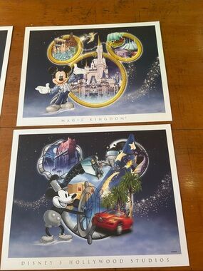 Disney Artwork 4 park collector lithograph set w Certificate of Authenticity